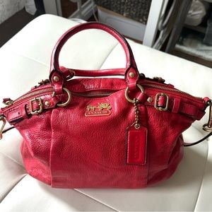 Coach Sophia Satchel - Cherry Red color - great condition - comes w/ duster bag